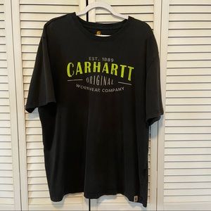 Carhartt Original Fit Logo T-Shirt Shirt Large Black Lime Green Short Sleeve